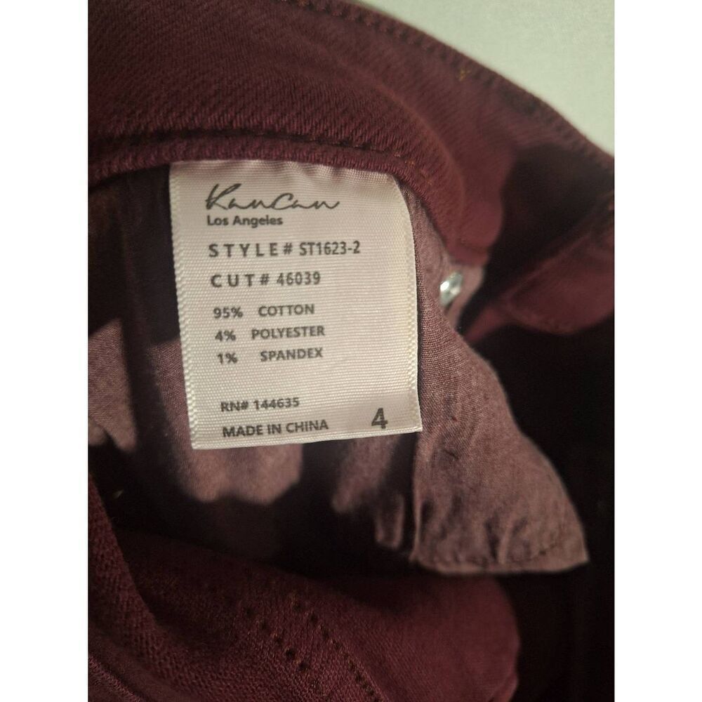 KanCan Madrid Mid Rise Slim Straight Jean Burgundy Size‎ 4 NEW - Picture 4 of 4